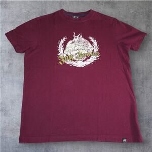 Jag Jeans Graphic Logo T-Shirt – Burgundy Red – Size XXL – Dragon Crest Emblem